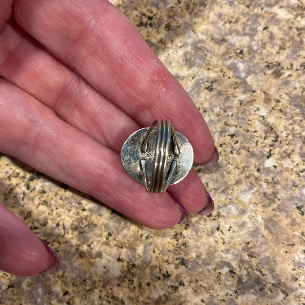 Blue Stone Silver Ring Size Around 4.75